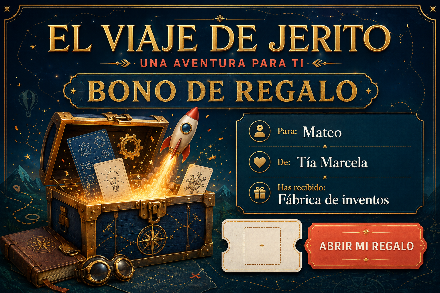Modelo personalizado del bono de regalo de El Viaje de Jerito